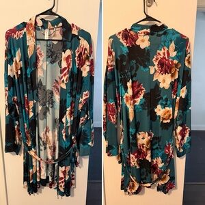 Floral Teal Kimono Robe